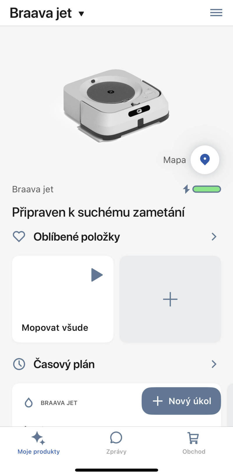 Hlavná obrazovka aplikácie iRobot Home